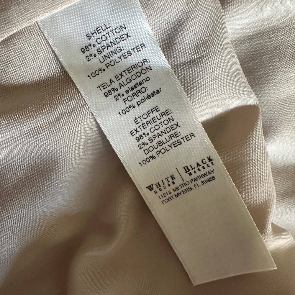 White House Black Market Khaki Split-Neck Sheath Dress with Black Trim - Picture 10 of 13